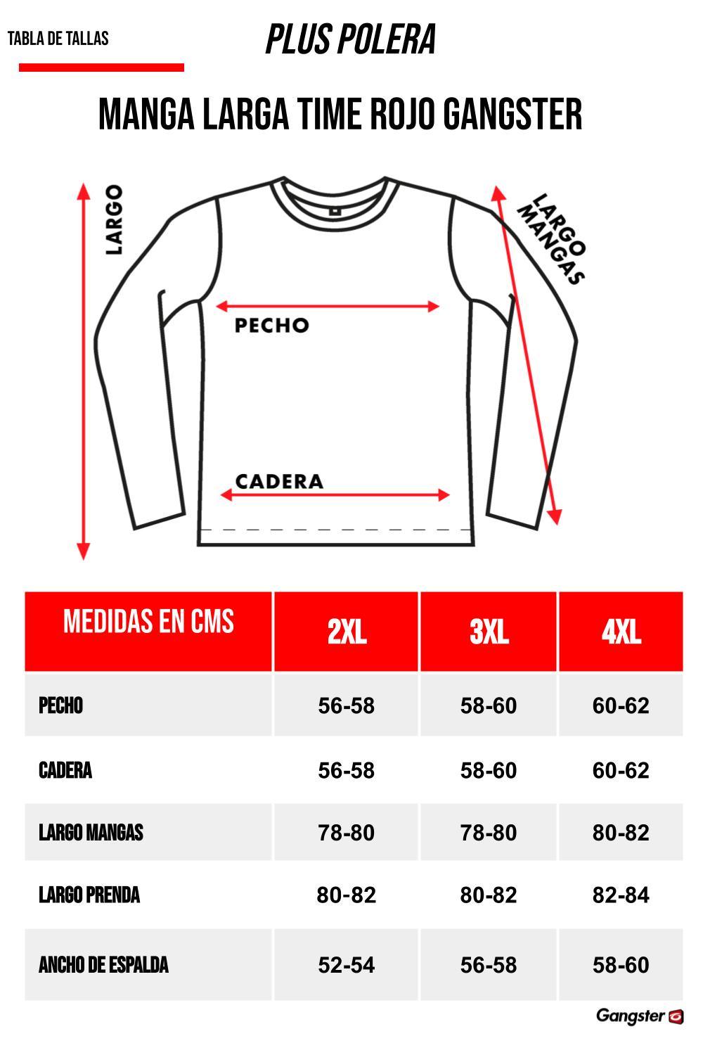 Plus Polera Manga Larga Time Rojo Gangster - Gangster