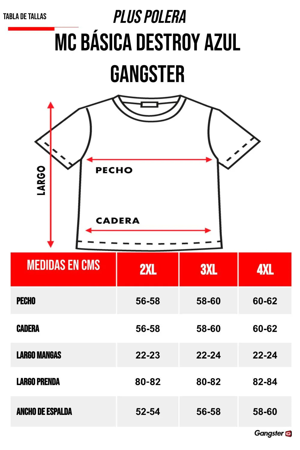 Plus Polera Cuello Destroy Azul Gangster - Gangster