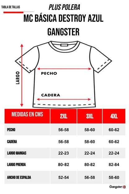 Plus Polera Cuello Destroy Azul Gangster - Gangster