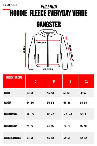 Polerón Hoodie Fleece Everyday Verde Gangster - Gangster