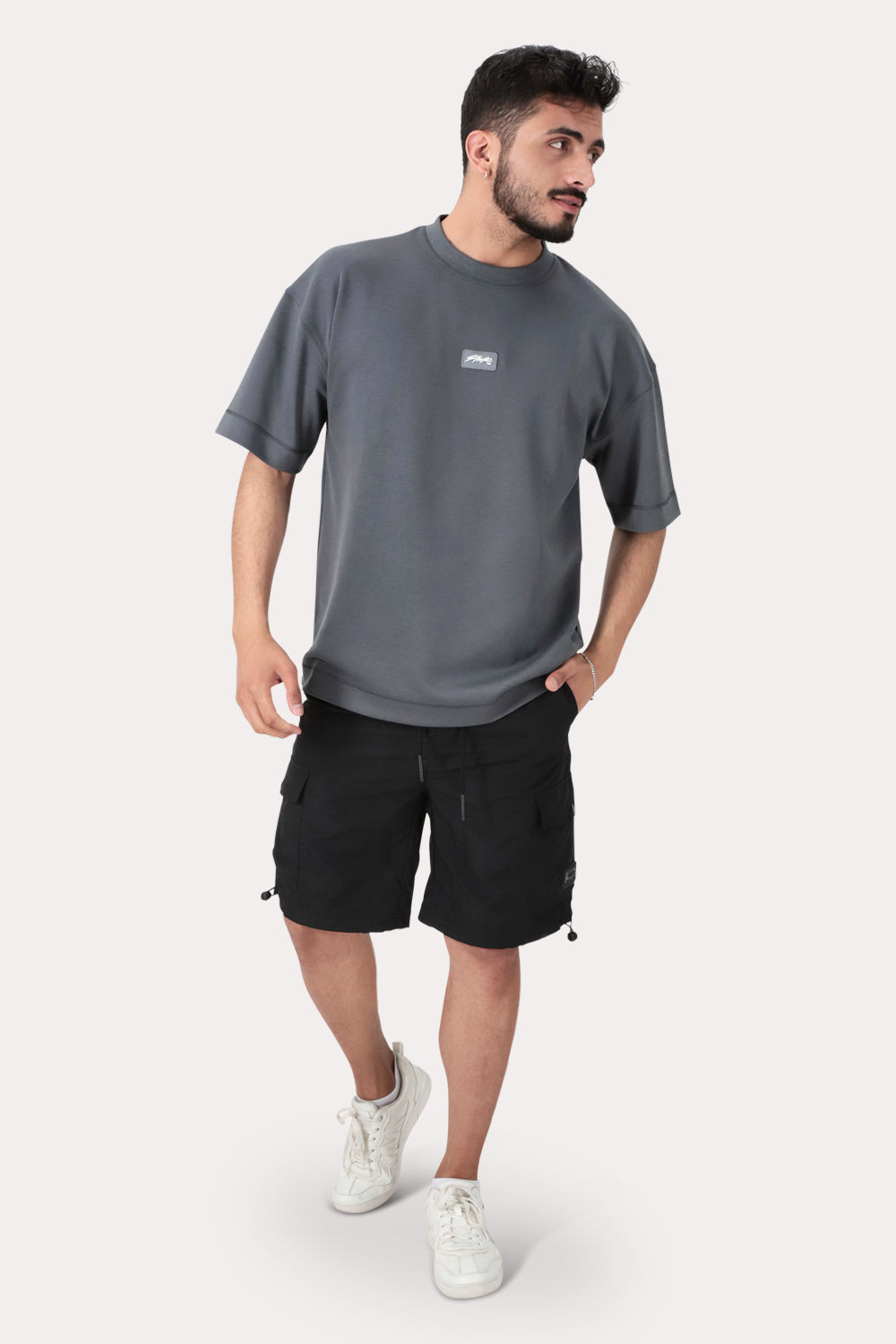 Polera Manga Brut Corta Gris Overcore