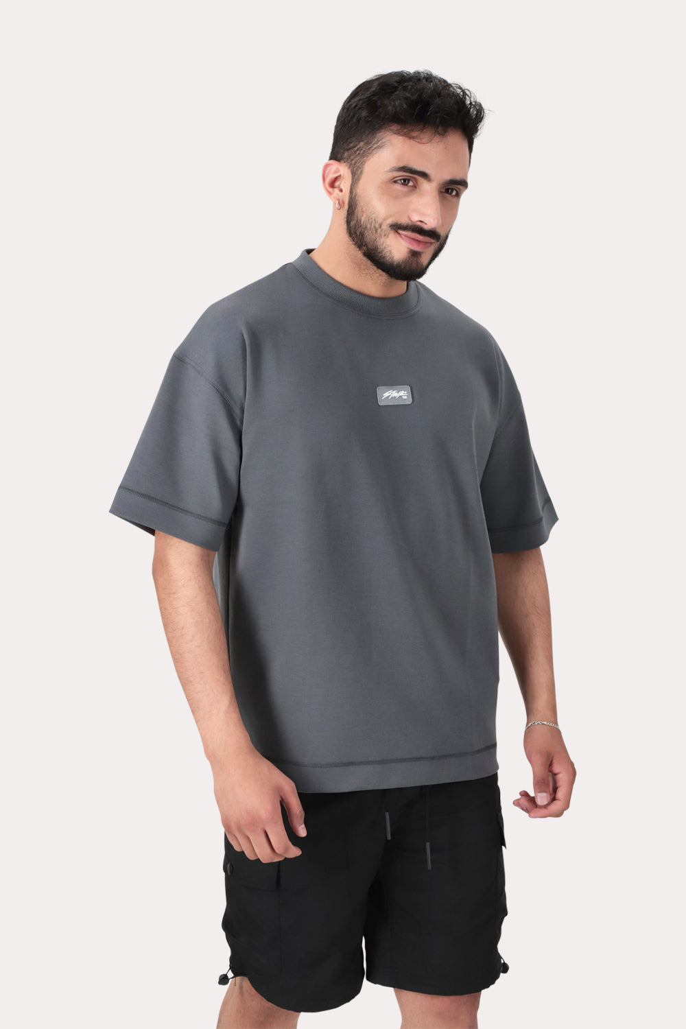 Polera Manga Brut Corta Gris Overcore