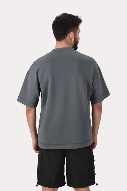 Polera Manga Brut Corta Gris Overcore