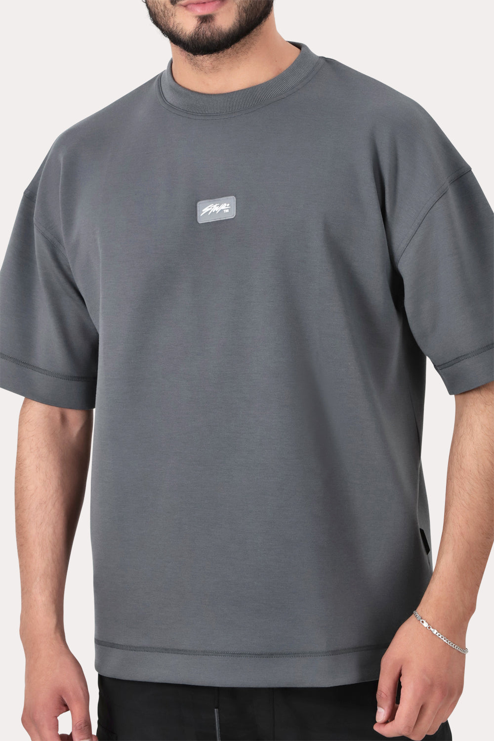 Polera Manga Brut Corta Gris Overcore-4