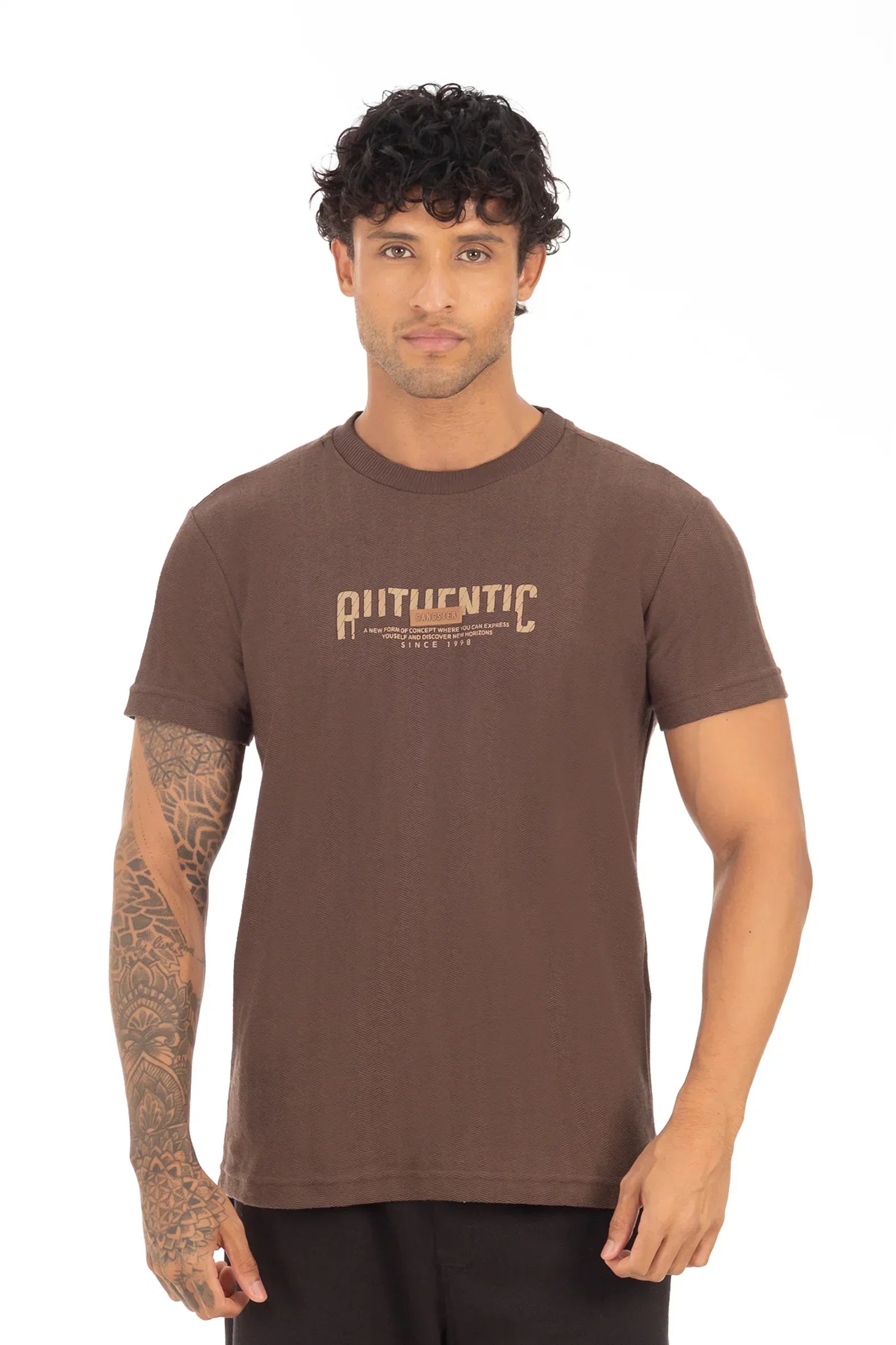 Polera Mc Textura Bedford Café Oscuro - Gangster