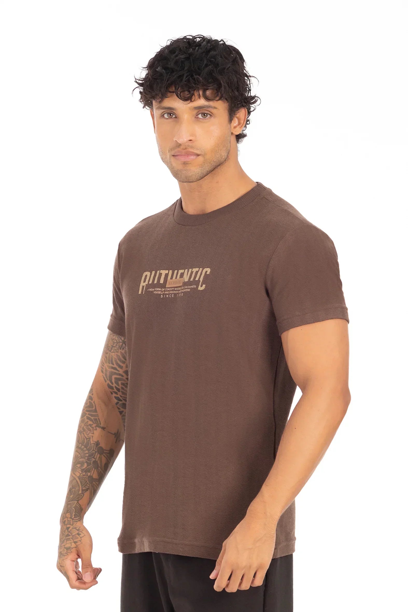 Polera Mc Textura Bedford Café Oscuro - Gangster
