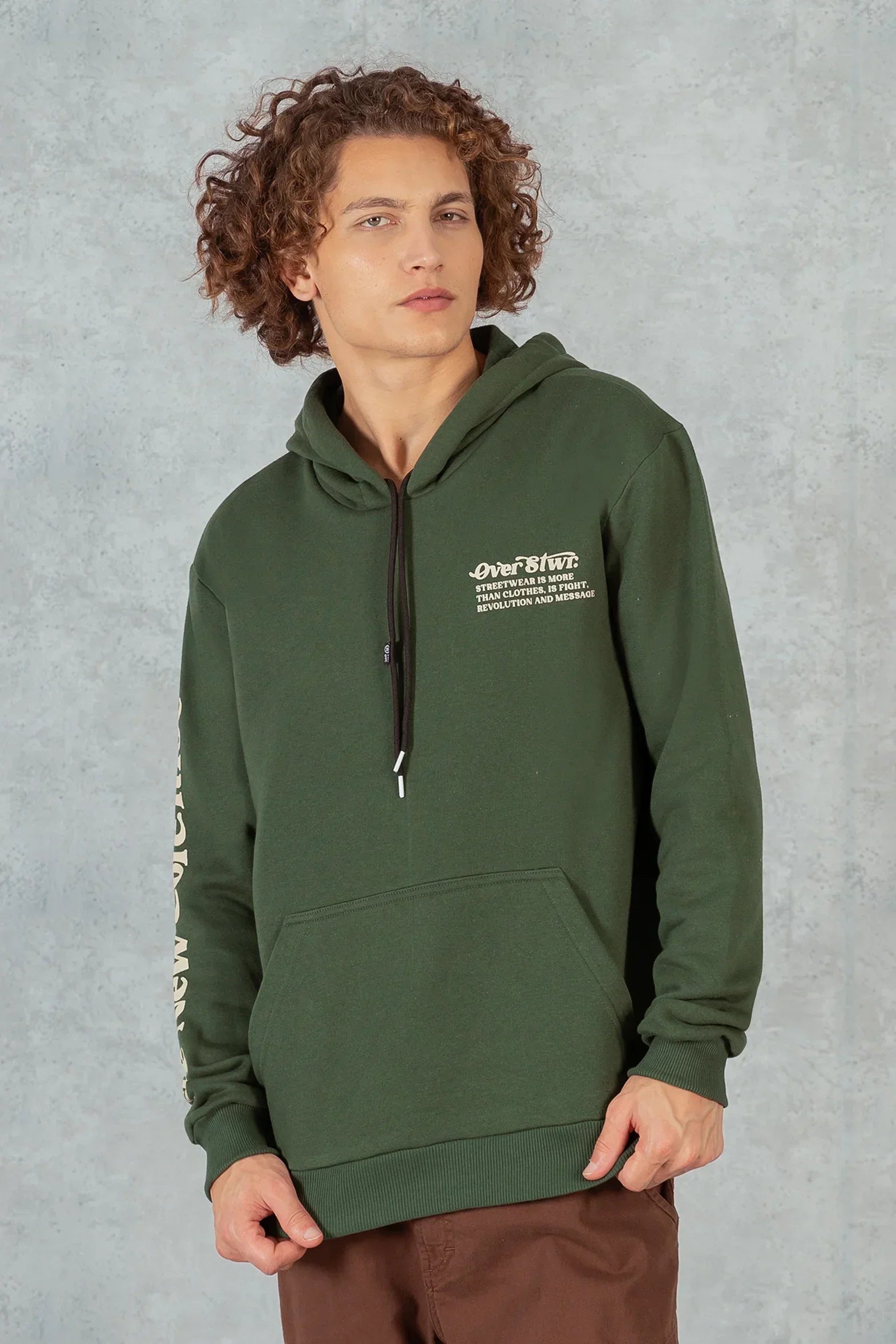 Poleron Hoodie Fleece CoreX Verde Overcore - Gangster