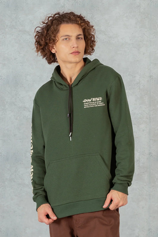 Poleron Hoodie Fleece CoreX Verde Overcore - Gangster