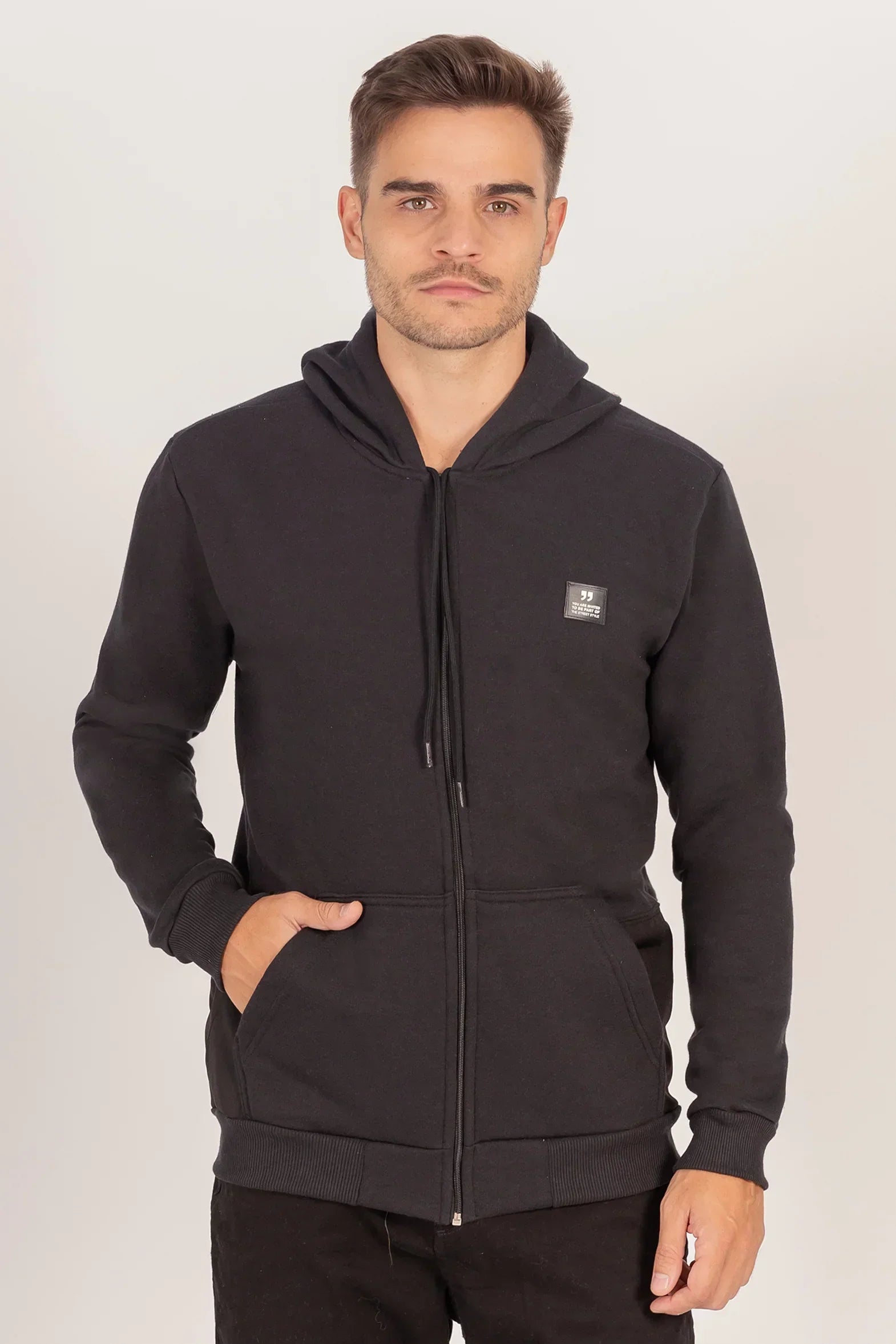 Poleron Full Zipper Fleece Titan Negro Overcore - Gangster