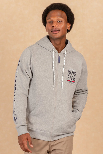 Poleron Full Zipper Fleece Border Azul Marino Gangster - Gangster