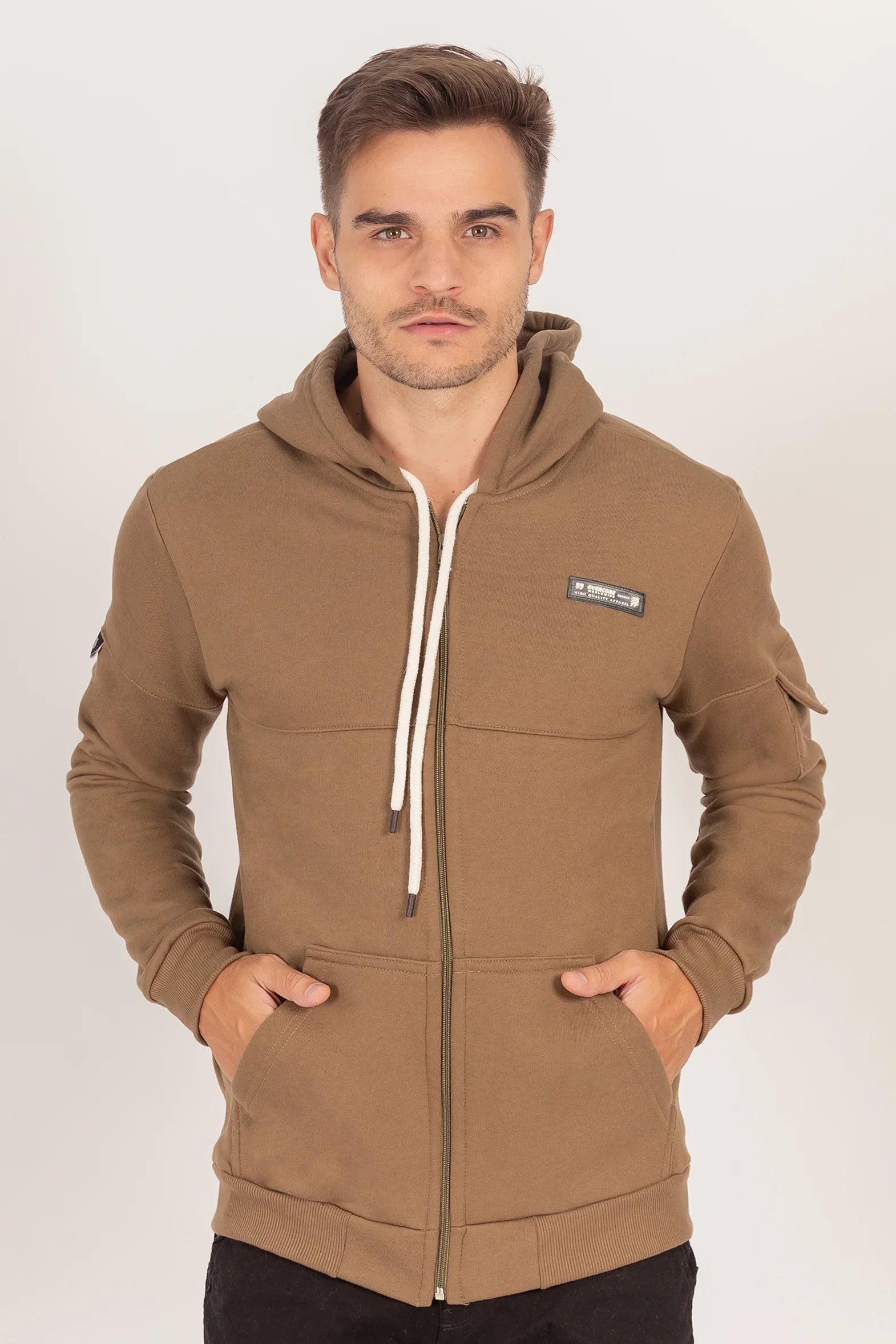 Poleron Full Zipper Fleece Carg Café Overcore - Gangster