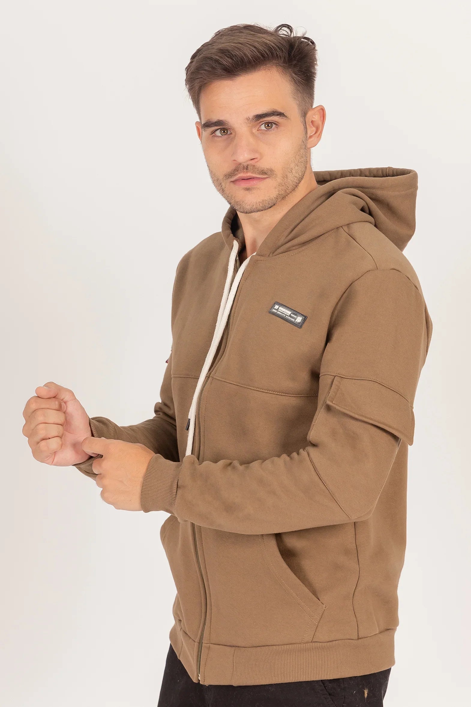 Poleron Full Zipper Fleece Carg Café Overcore - Gangster