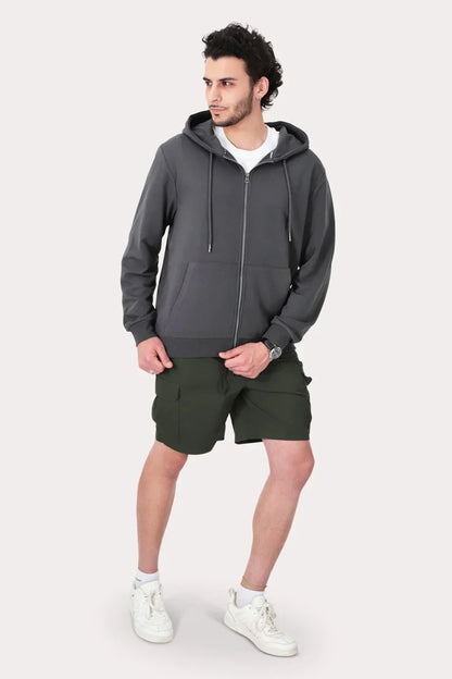 Poleron Full Zipper Fleece Loop Gris - Gangster