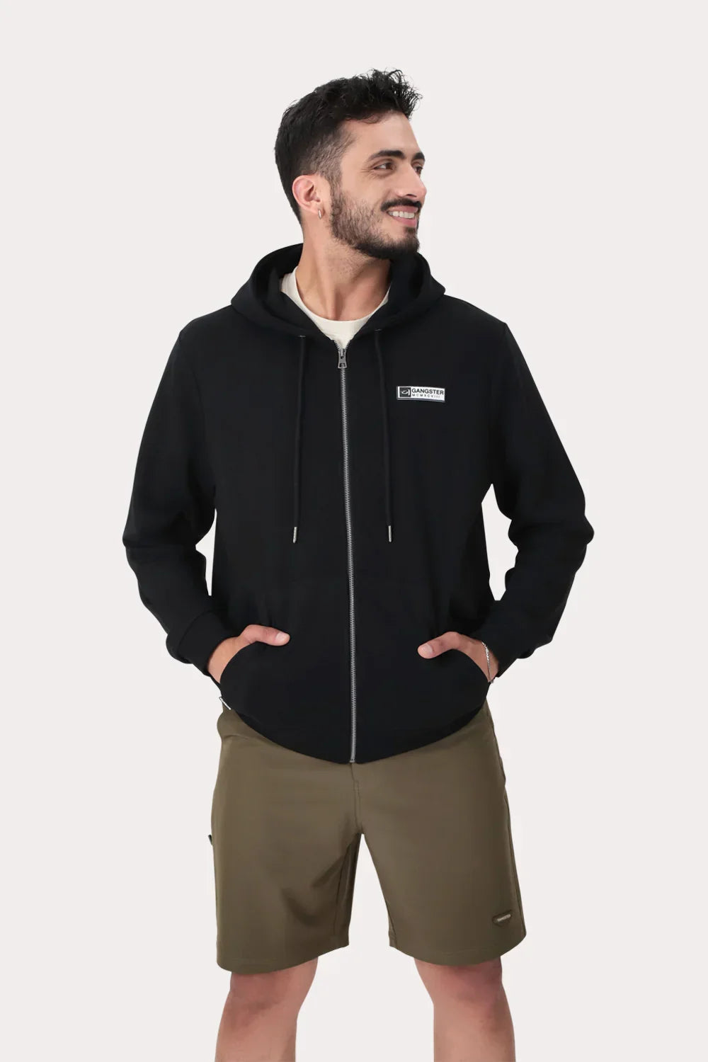 Poleron Full Zipper Fleece Logan Negro - Gangster