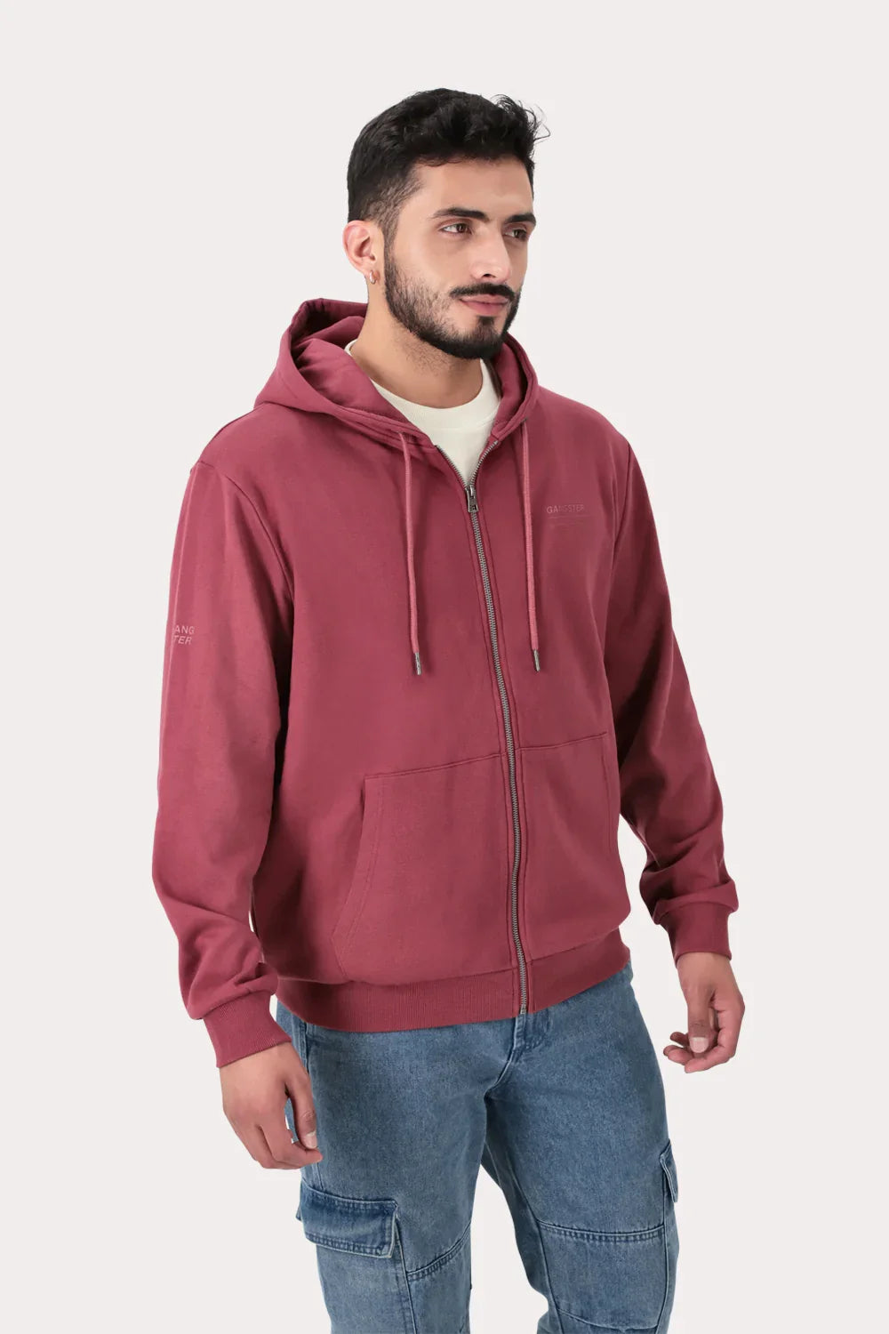 Poleron Full Zipper Fleece Addison Vino - Gangster
