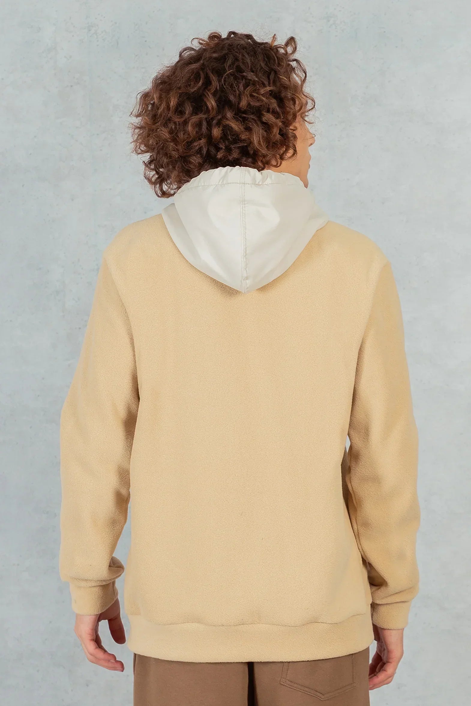 Poleron Full Zipper Fleece Suqare Beige Overcore - Gangster