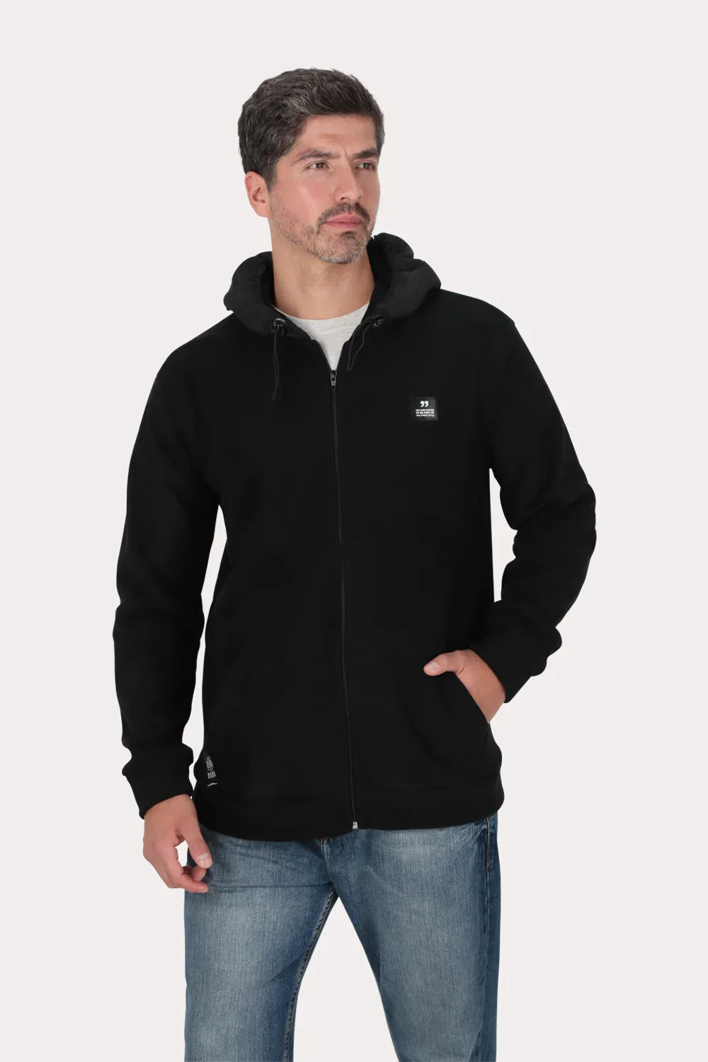 Poleron Full Zipper Fleece Blvck Negro Overcore - Gangster