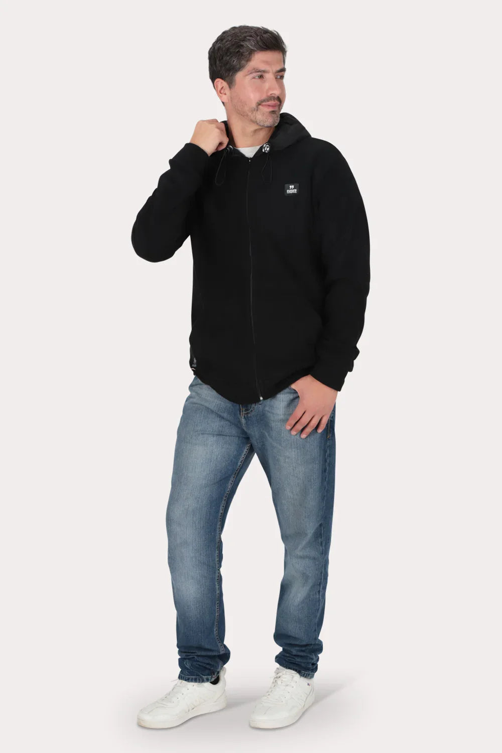 Poleron Full Zipper Fleece Blvck Negro Overcore - Gangster