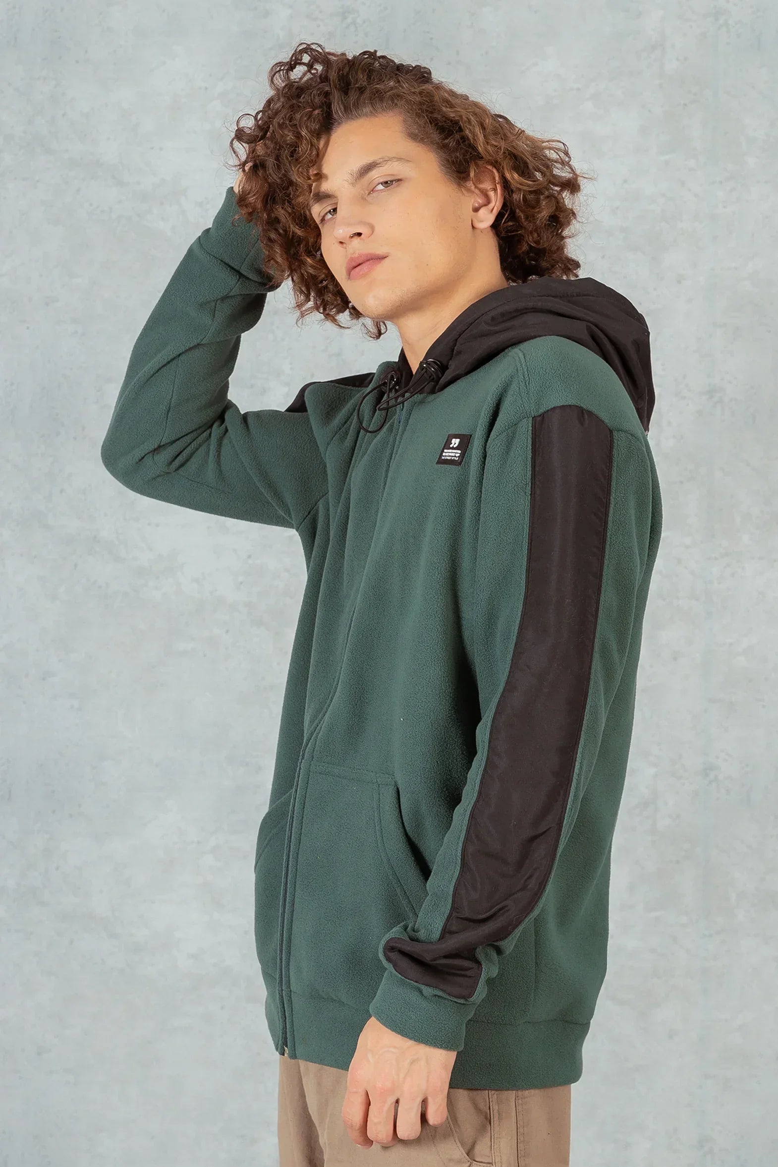 Poleron Full Zipper Fleece Line Verde Overcore - Gangster