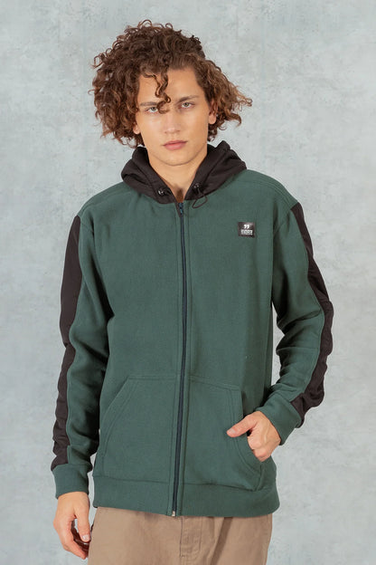 Poleron Full Zipper Fleece Line Verde Overcore - Gangster