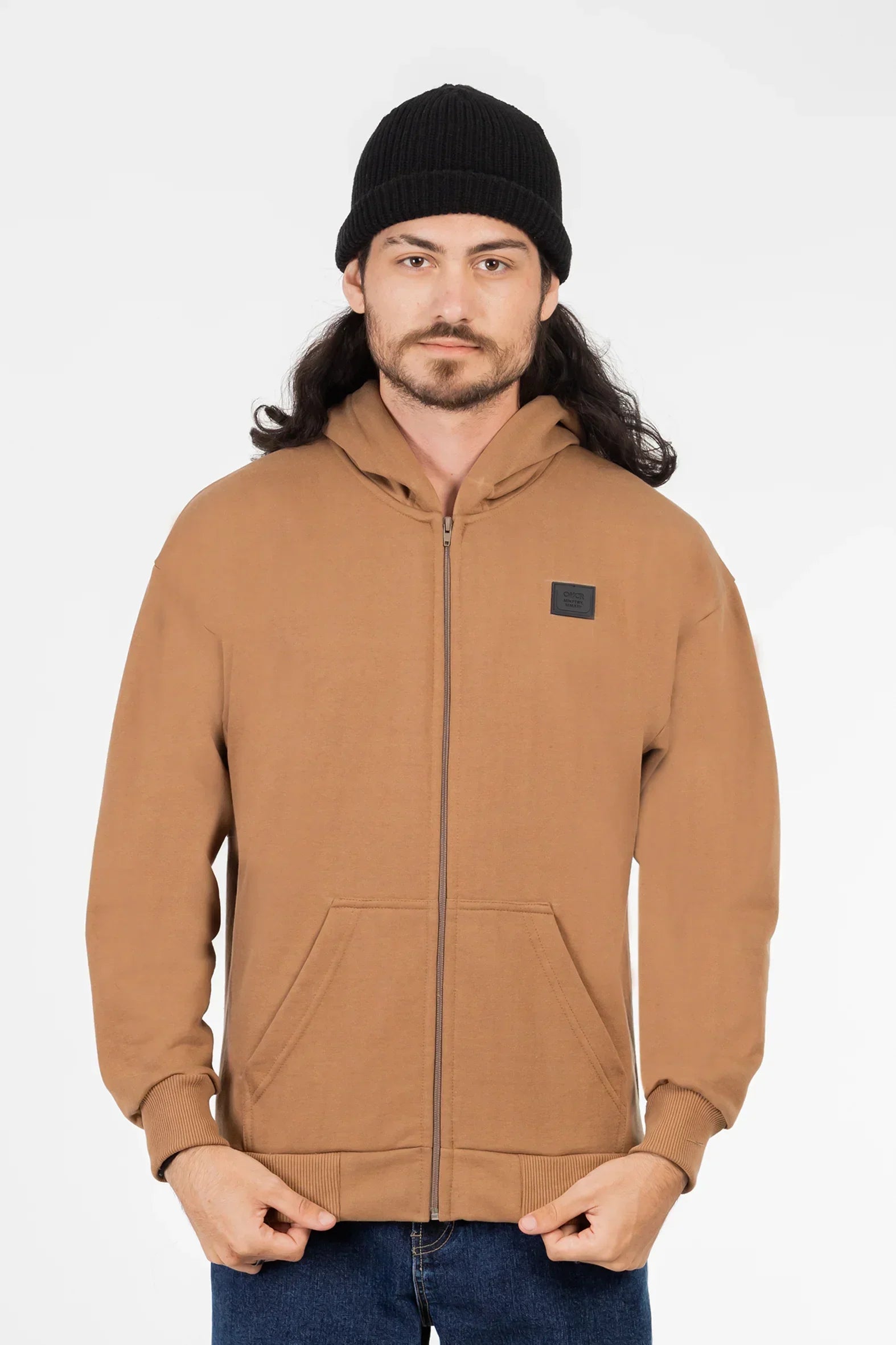 Poleron Full Zipper Fleece Nolus Beige Overcore - Gangster