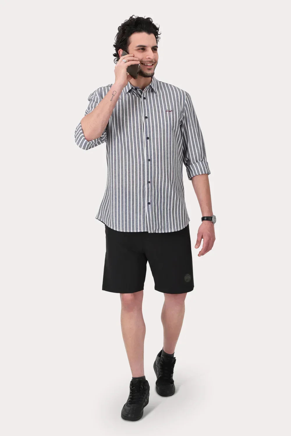 Camisa ML Fake Linho Buriti Azul Gangster - Gangster