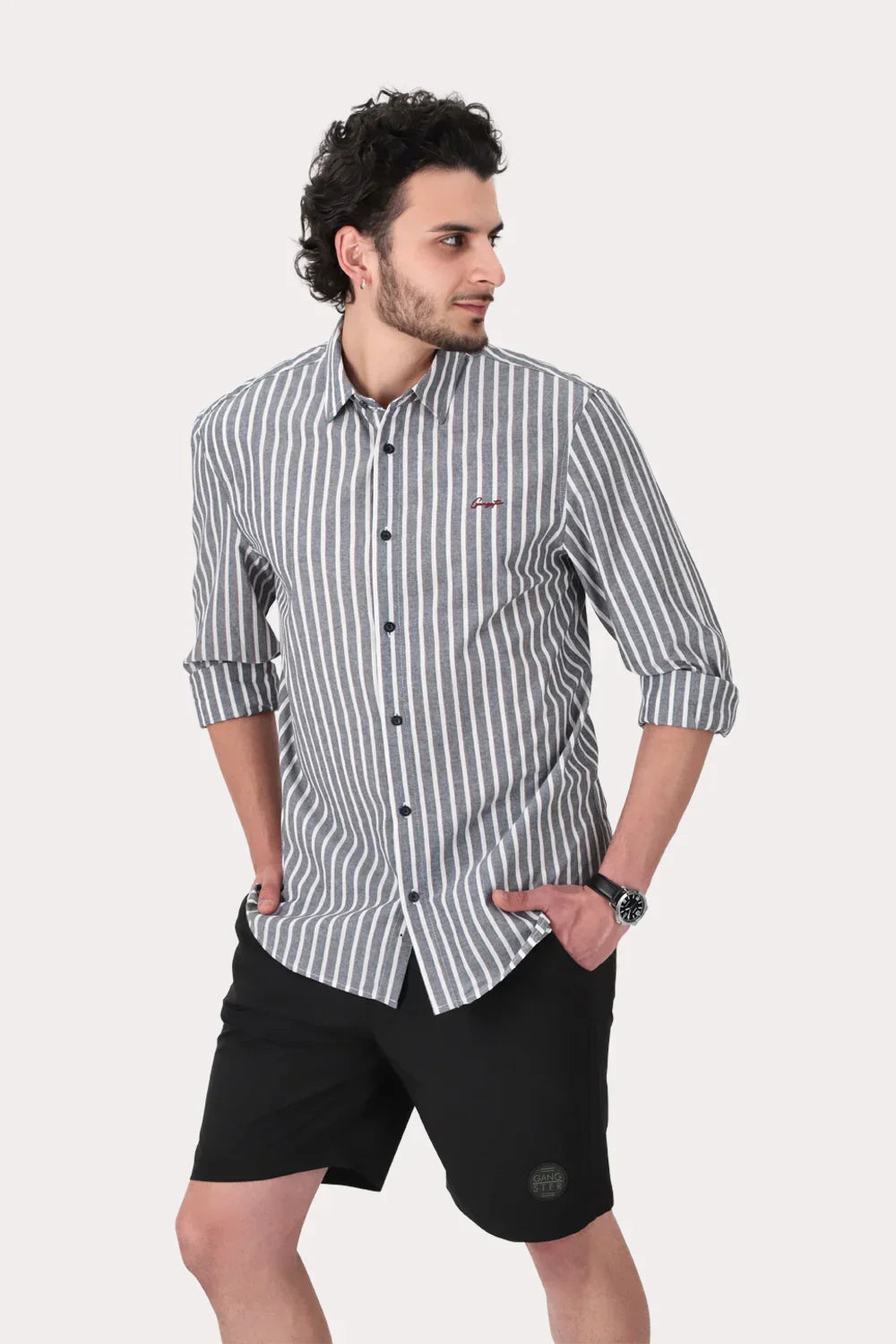 Camisa ML Fake Linho Buriti Azul Gangster - Gangster