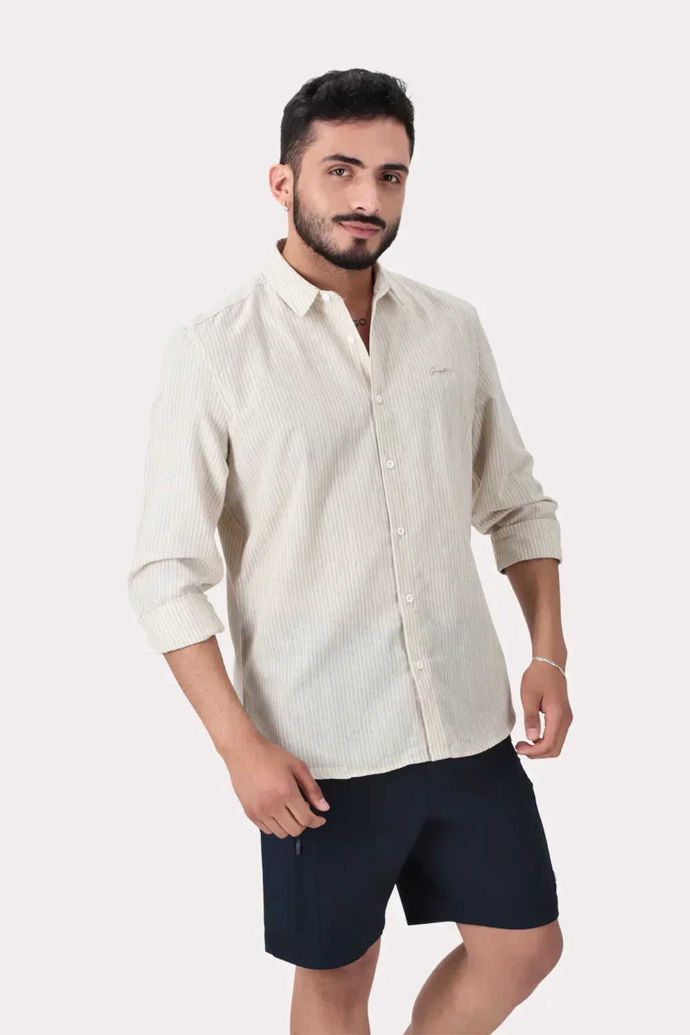 Camisa ML Fake Linho Tucuma Beige Gangster - Gangster