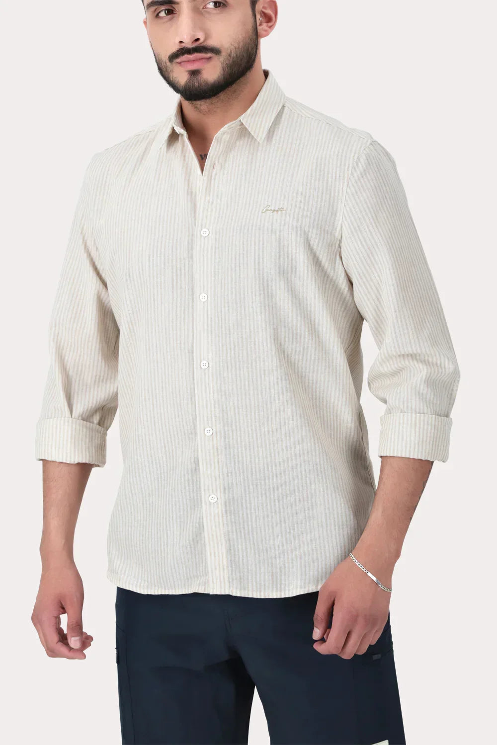 Camisa ML Fake Linho Tucuma Beige Gangster - Gangster