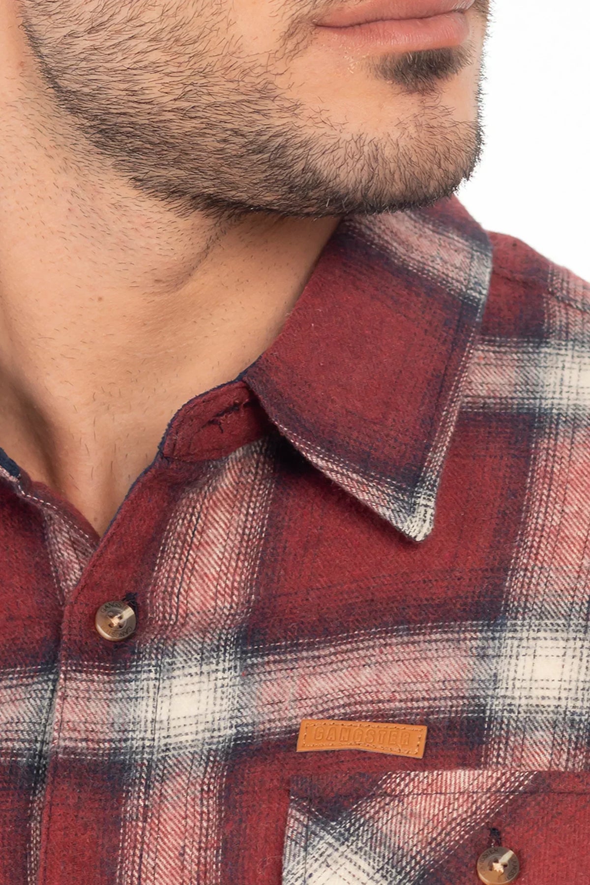 Camisa Ml Franela Redwood Rojo Gangster-thumbmail-3