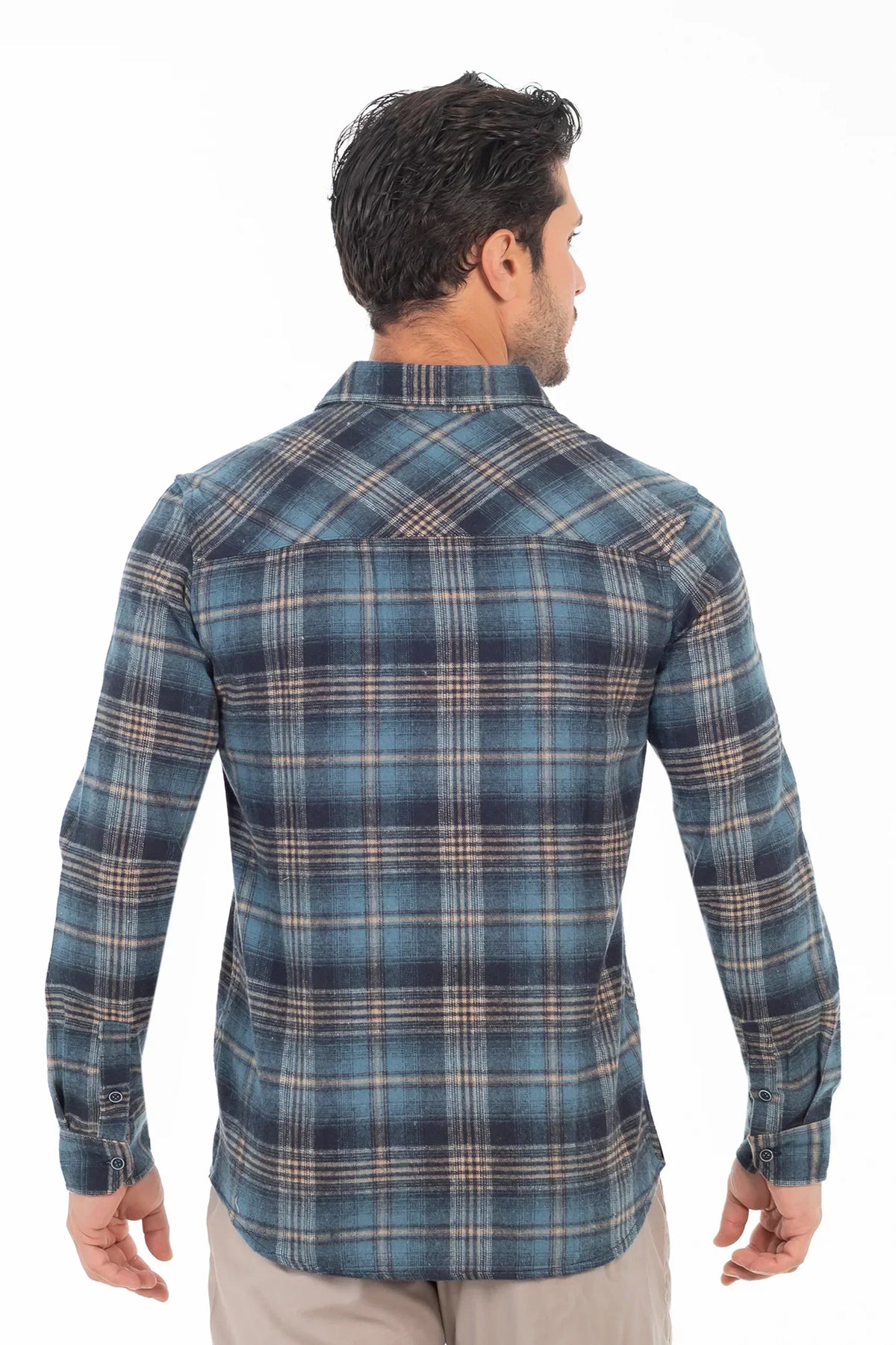 Camisa Ml Franela Northwood Azul Marino Gangster-thumbmail-2
