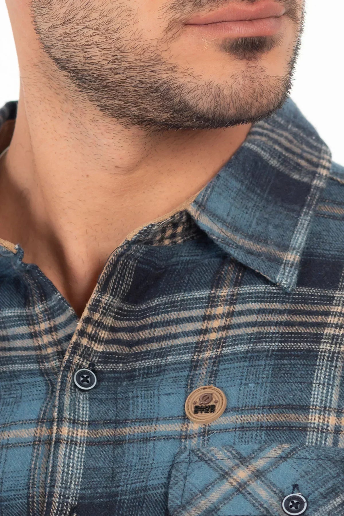 Camisa Ml Franela Northwood Azul Marino Gangster-thumbmail-4