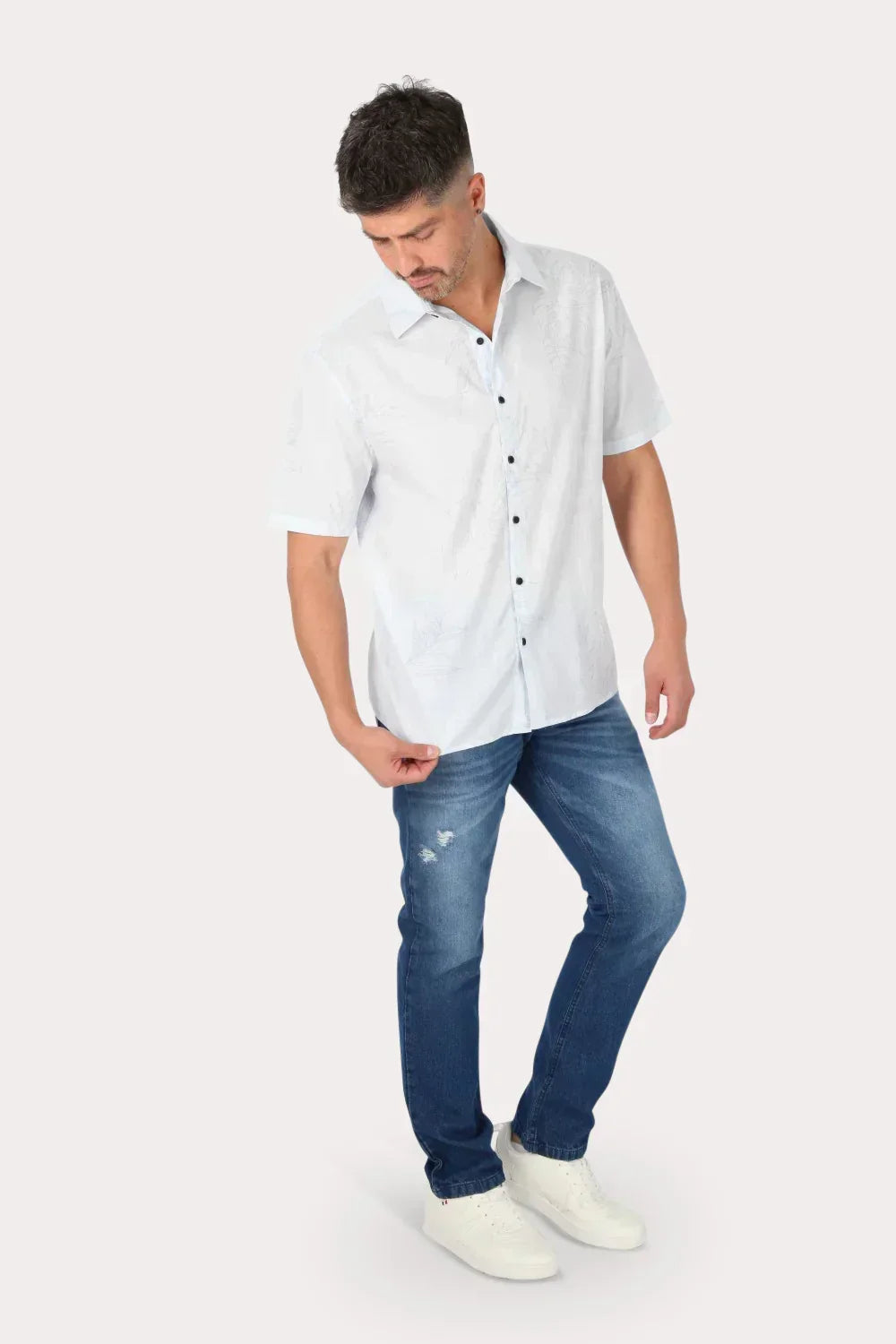 Camisa Mc Algodón Pina Celeste Gangster - Gangster