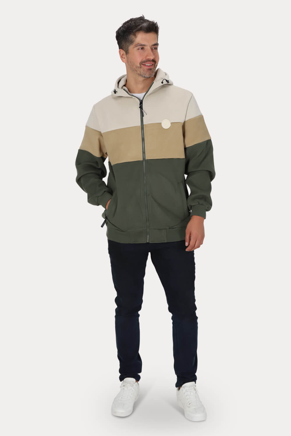 Poleron Full Zipper Peachy Verde Gangster-thumbmail-3