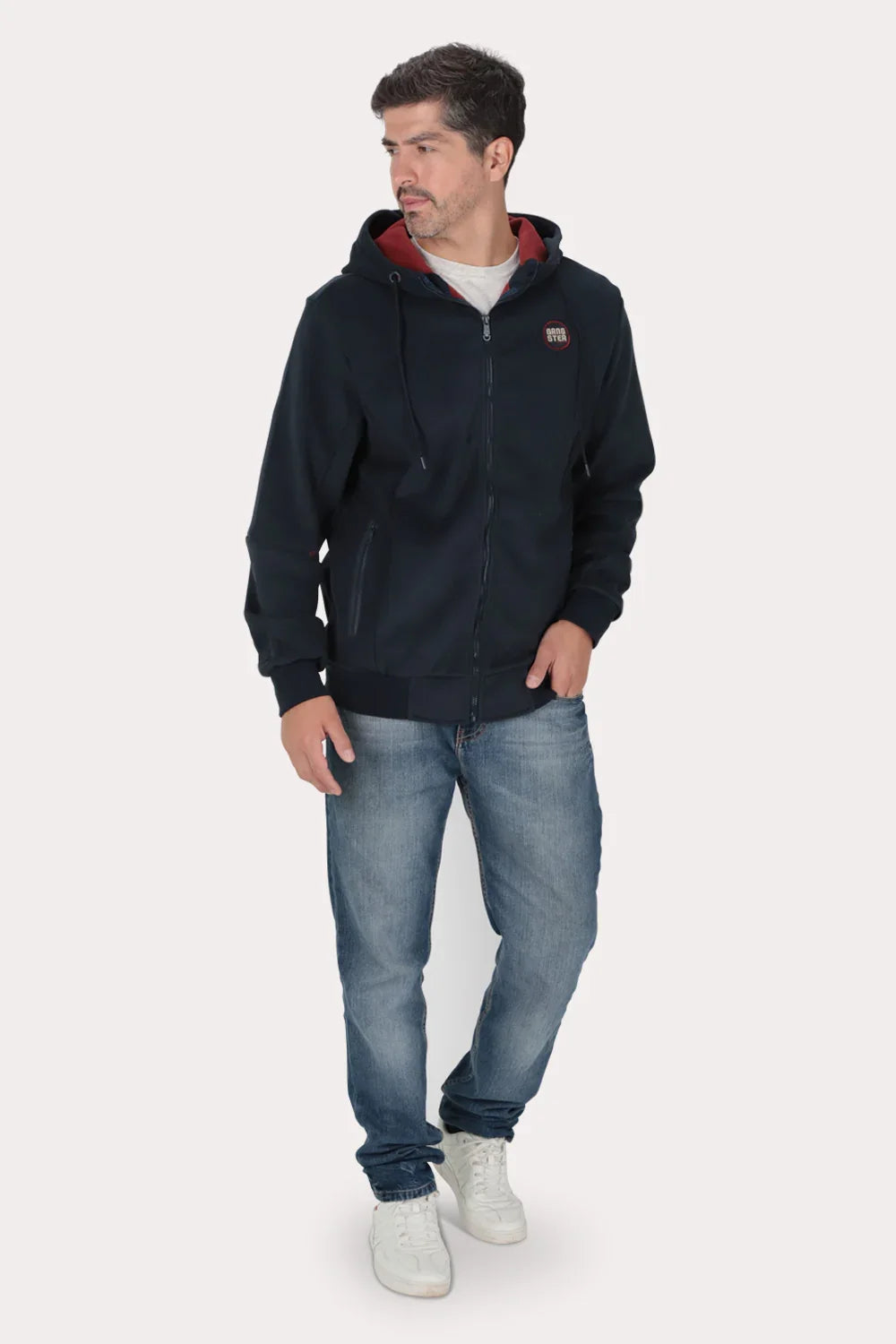Poleron Full Zipper Outland Azul Marino Gangster-4