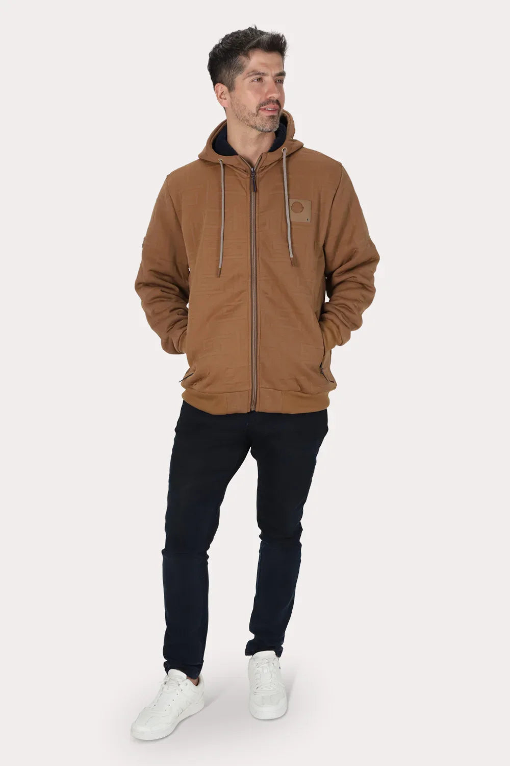 Poleron Full Zipper Jacquard Sherpa Astro Cafe Gangster-4