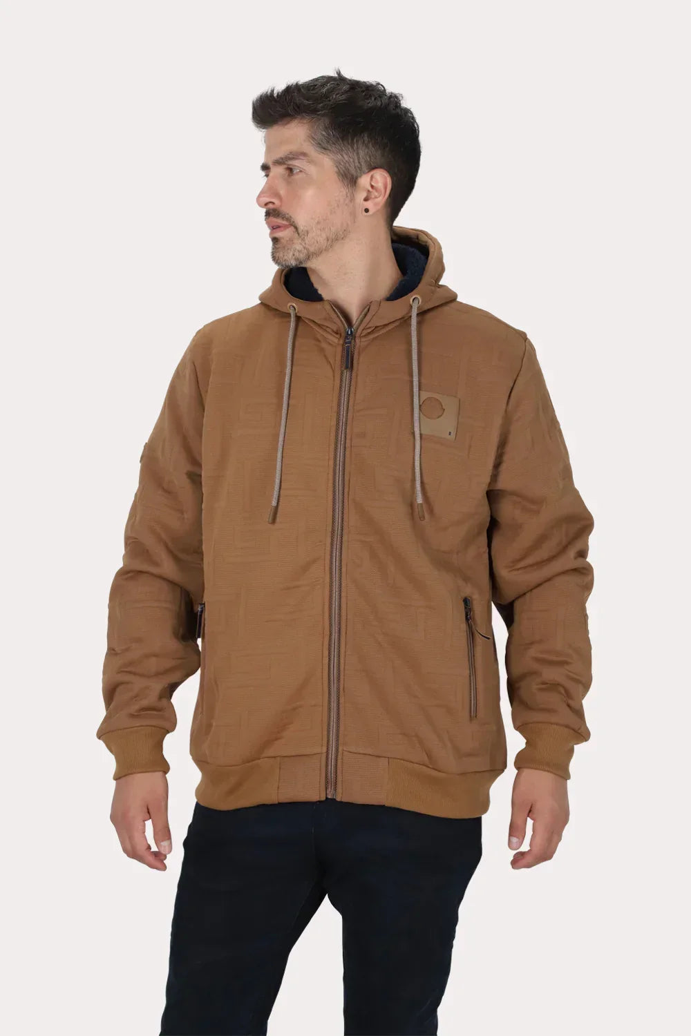 Poleron Full Zipper Jacquard Sherpa Astro Cafe Gangster-1