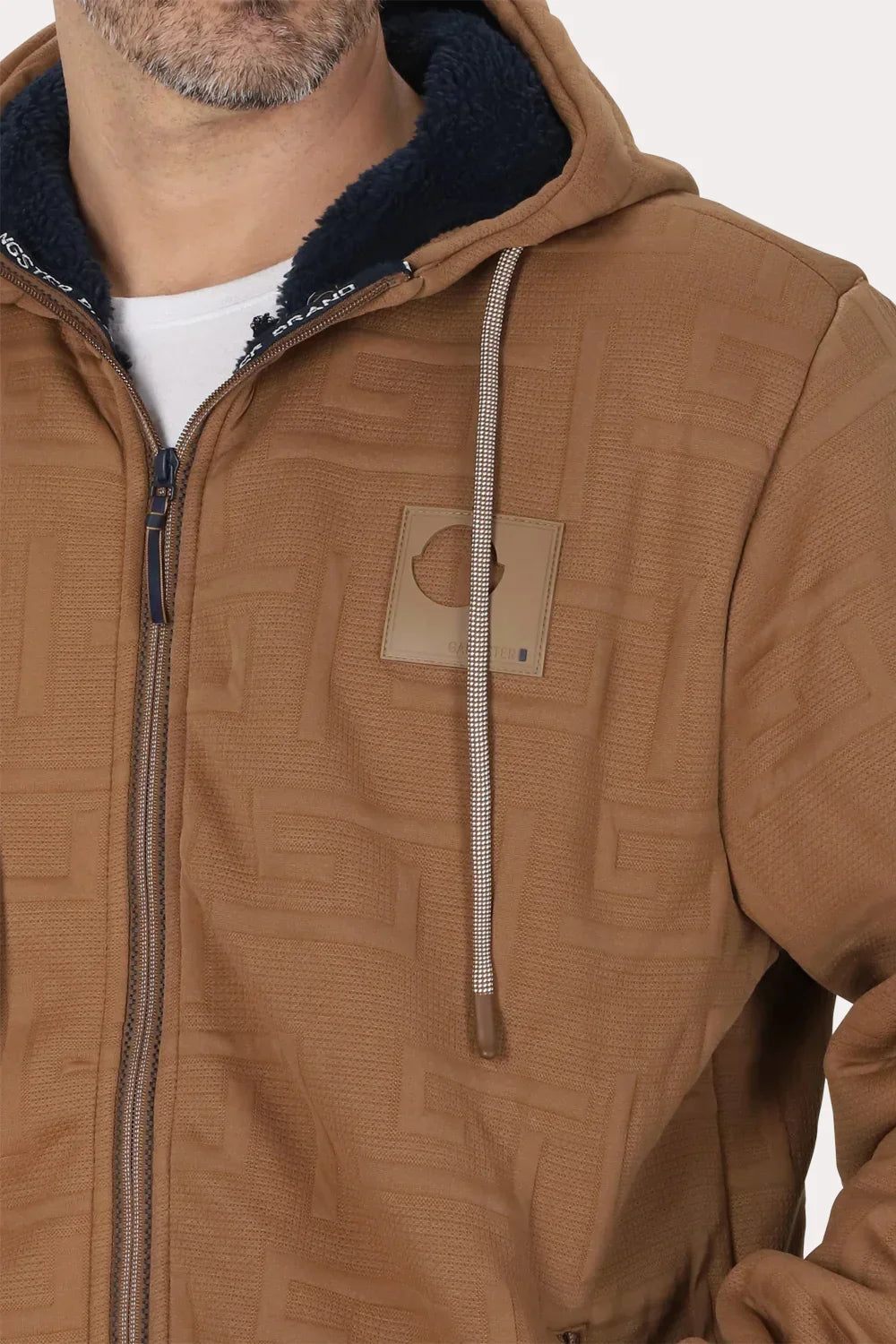 Poleron Full Zipper Jacquard Sherpa Astro Cafe Gangster-3