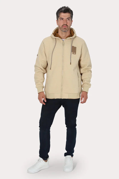 Poleron Full Zipper Jacquard Sherpa Nebula Beige Gangster