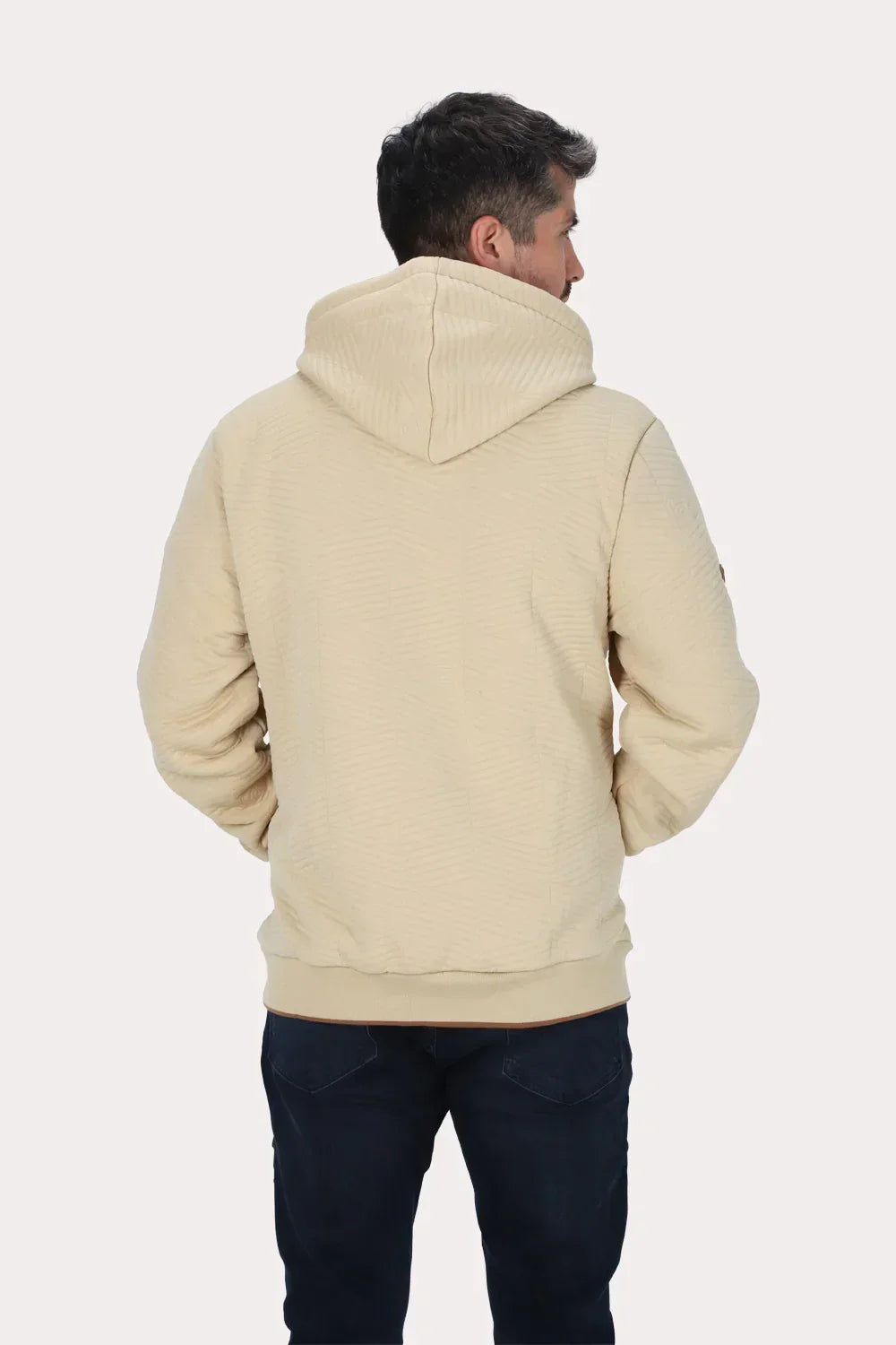 Poleron Full Zipper Jacquard Sherpa Nebula Beige Gangster-2