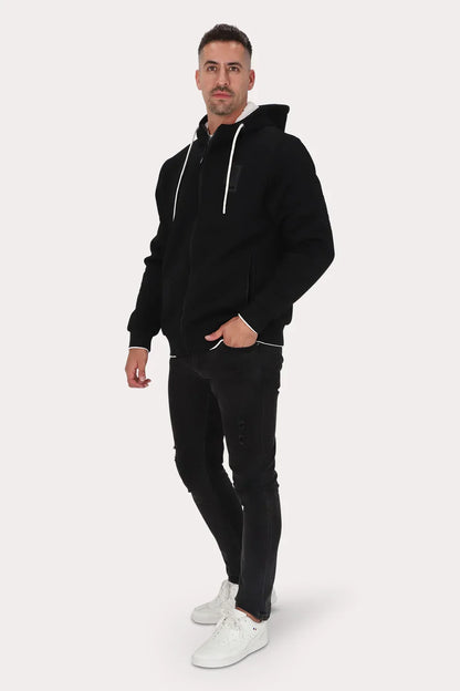 Poleron Full Zipper Jacquard Sherpa Nebula Negro Gangster