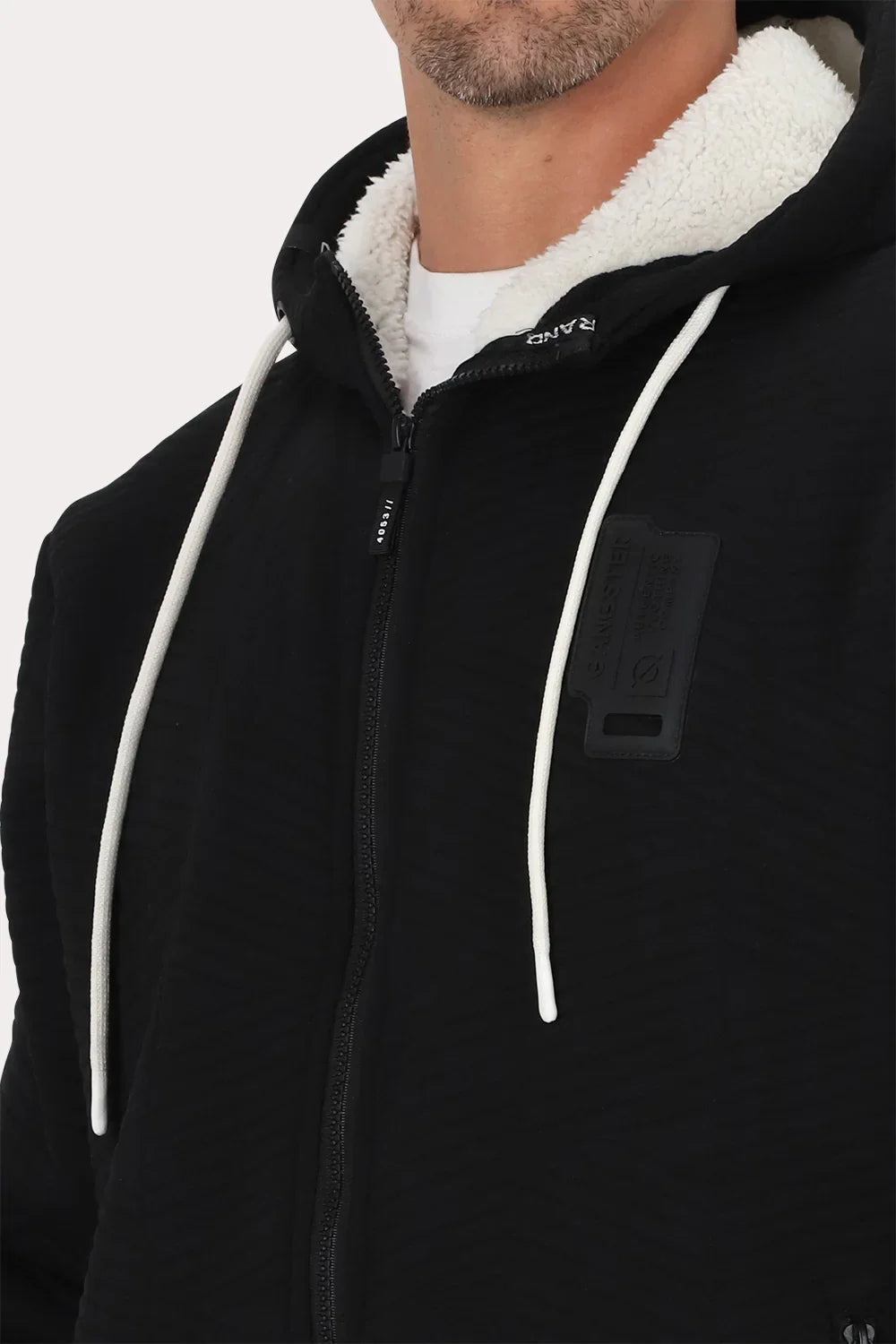 Poleron Full Zipper Jacquard Sherpa Nebula Negro Gangster-4