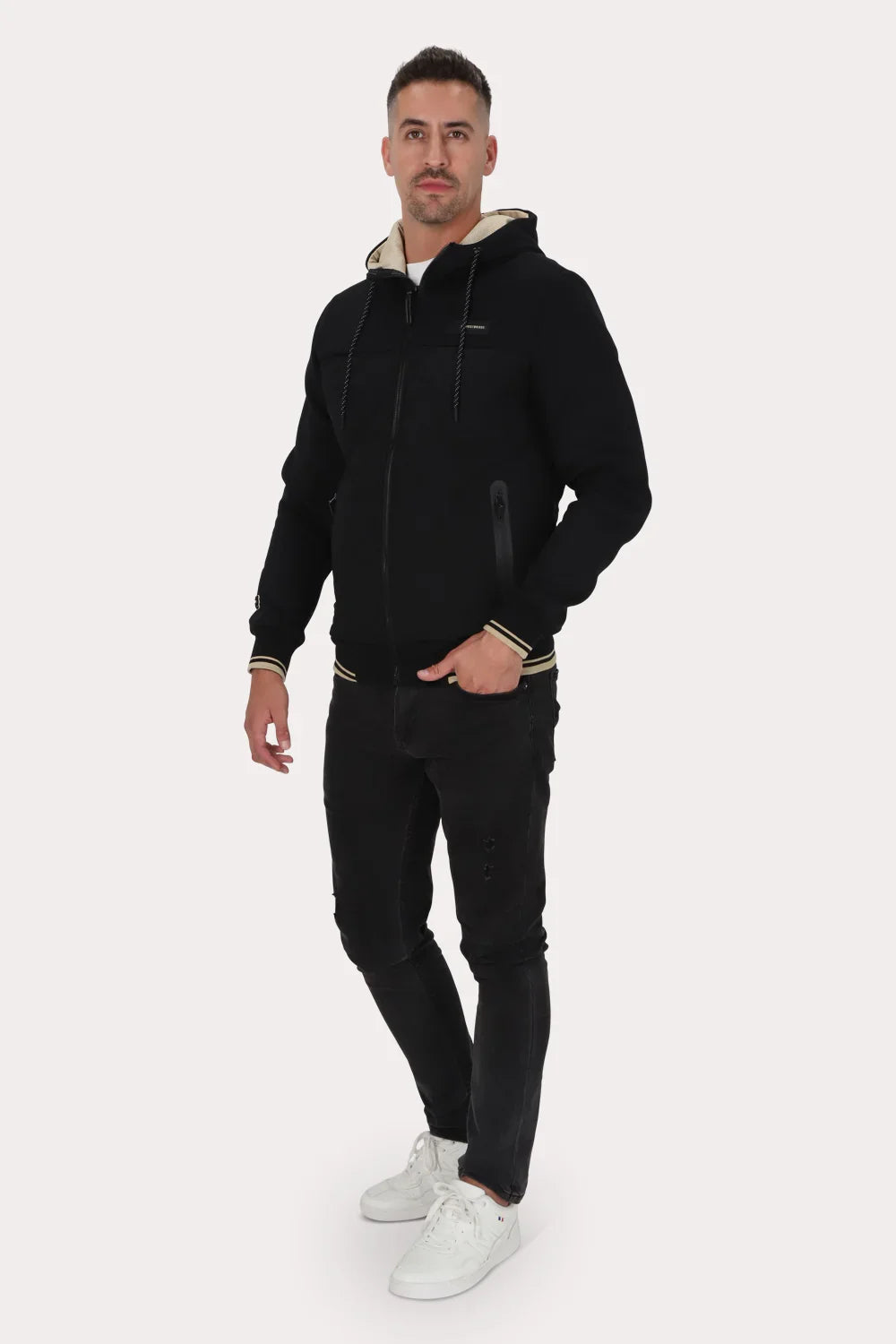 Chaqueta Hibridas Patchwork Negro Gangster-4