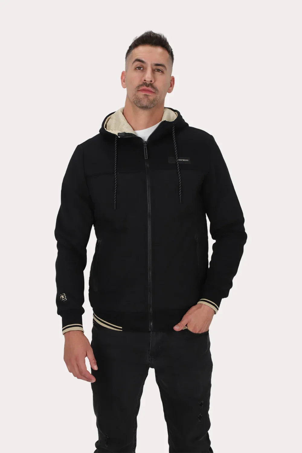Chaqueta Hibridas Patchwork Negro Gangster-1