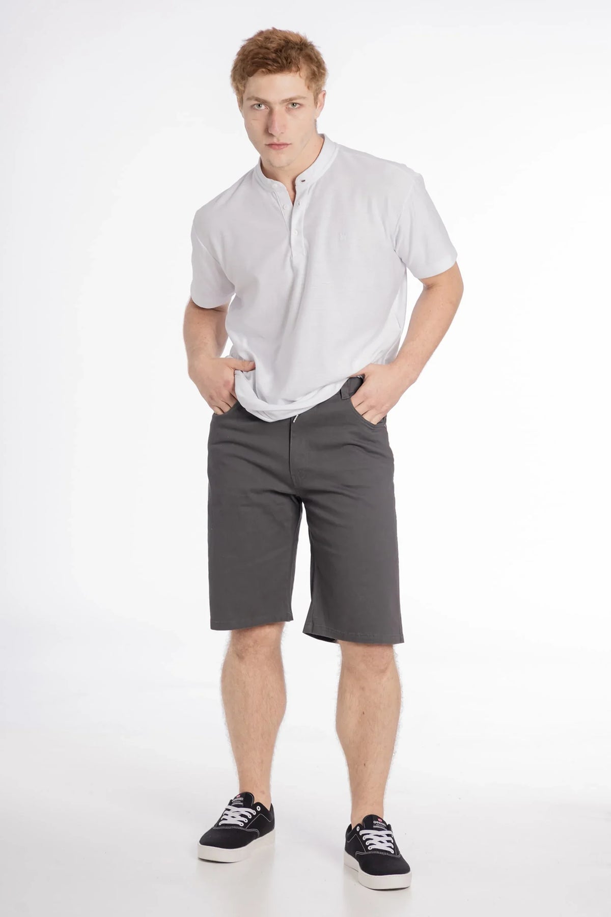 Short Canvas Bermudas Knee Gris Gangster - Gangster