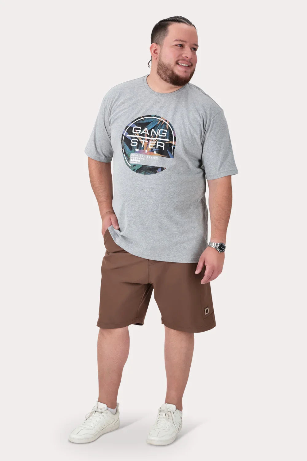 Plus Polera MC Basica Vine Gris - Gangster
