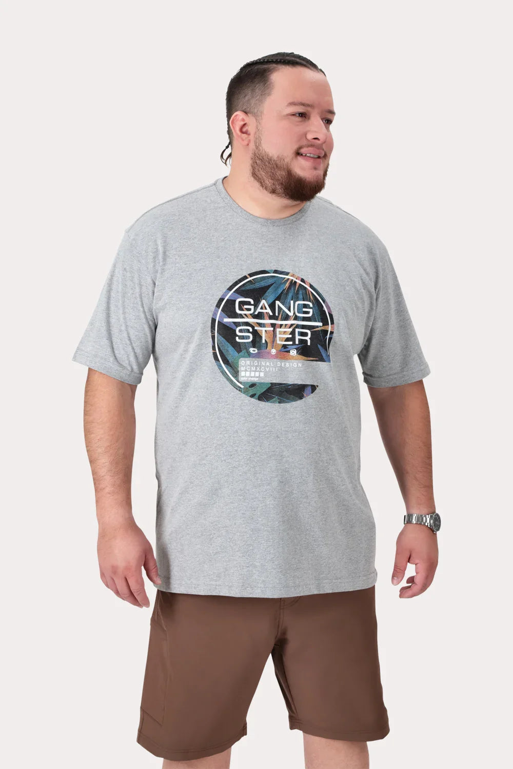 Plus Polera MC Basica Vine Gris - Gangster