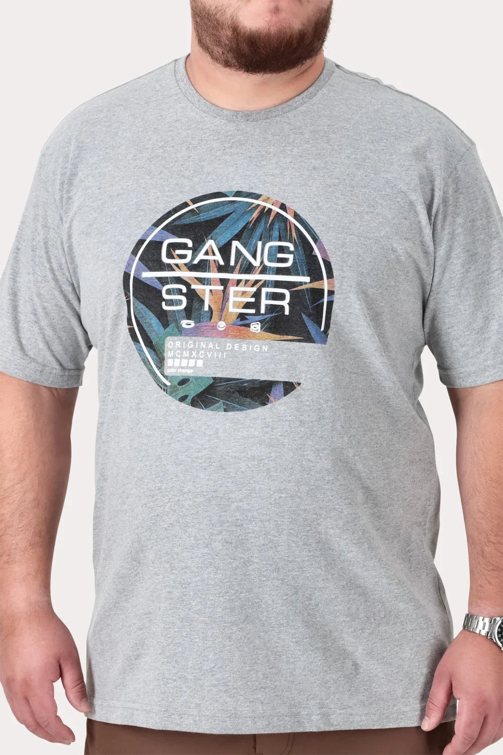Plus Polera MC Basica Vine Gris - Gangster