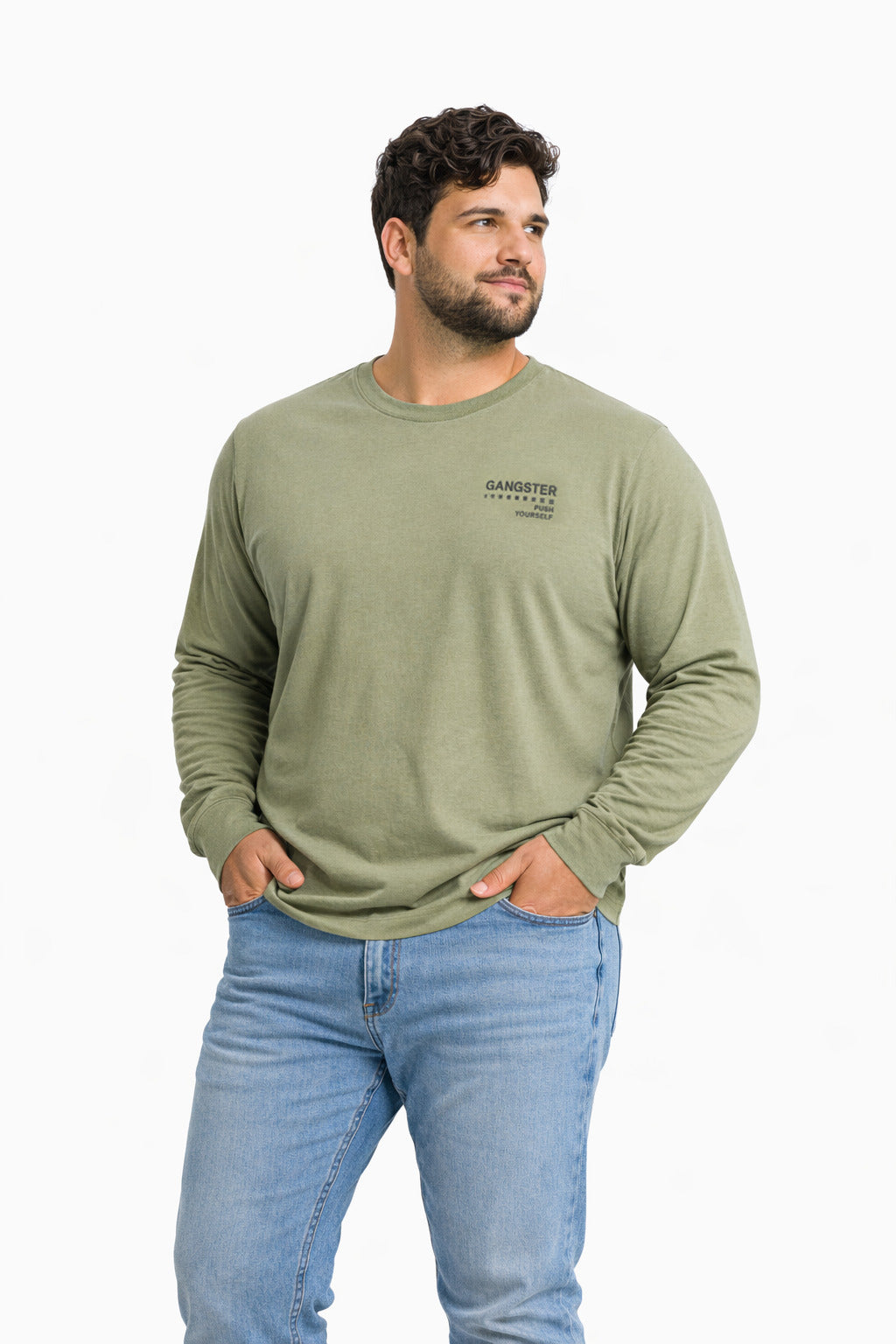 Plus Polera ML Field Verde Oliva