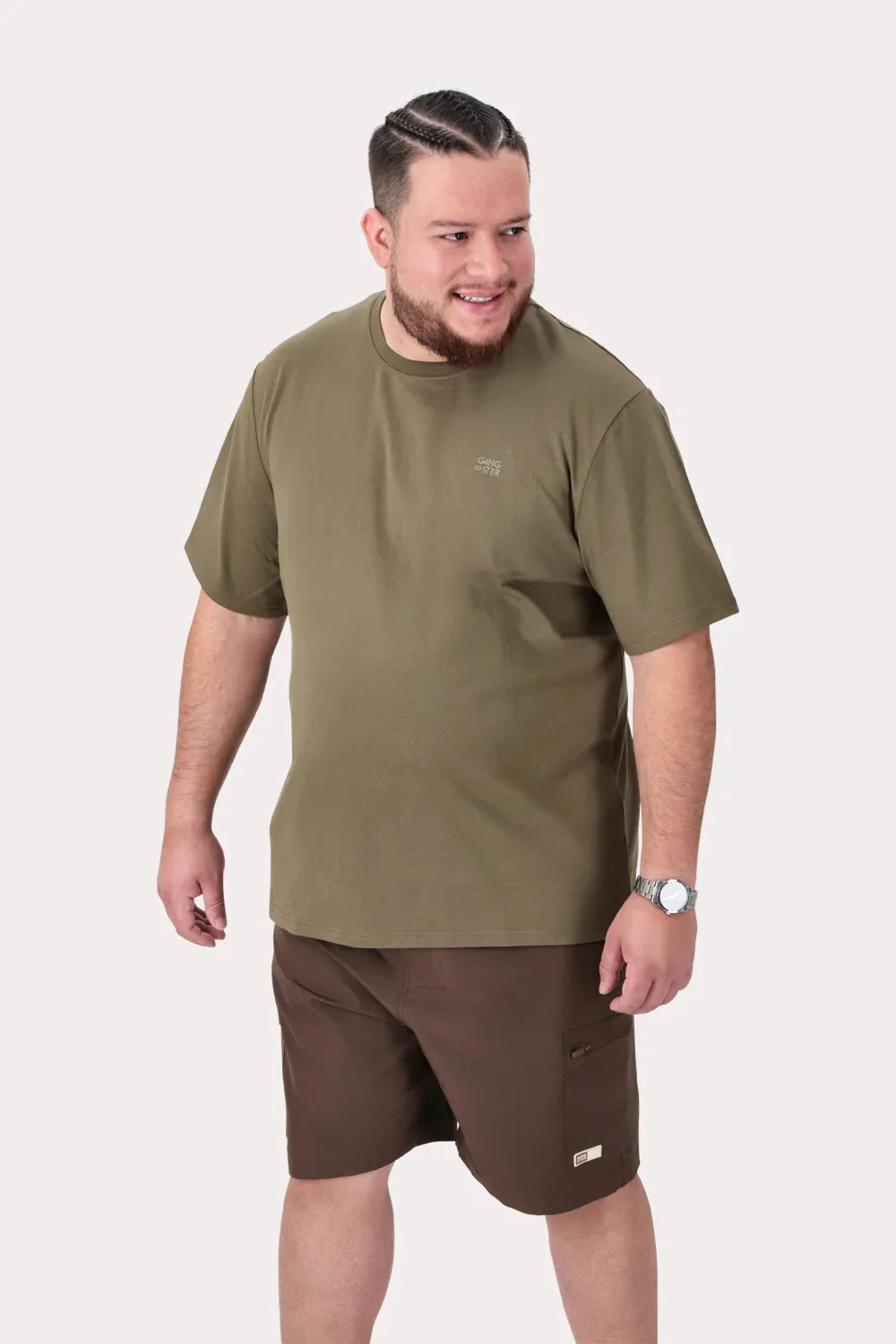 Plus Polera MC Basica Colombus Verde Militar - Gangster